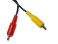 RCA connector. The wire is a tulip. Audio and video wire. Royalty Free Stock Photo