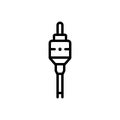 Black line icon for Rca, jack and wire