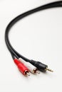 RCA mini jack audio cable Royalty Free Stock Photo