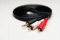 RCA mini jack audio cable Royalty Free Stock Photo