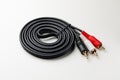 RCA mini jack audio cable, white background Royalty Free Stock Photo