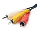 RCA plugs cable isolated Royalty Free Stock Photo