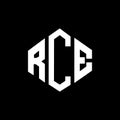 RCE letter logo design with polygon shape. RCE polygon and cube shape logo design. RCE hexagon vector logo template white and Royalty Free Stock Photo
