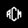 RCM letter logo design with polygon shape. RCM polygon and cube shape logo design. RCM hexagon vector logo template white and Royalty Free Stock Photo
