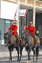 RCMP riding in Saint Patrick's Day parade, Ottawa, Canada Royalty Free Stock Photo