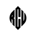 RCU circle letter logo design with circle and ellipse shape. RCU ellipse letters with typographic style. The three initials form a Royalty Free Stock Photo