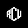 RCU letter logo design with polygon shape. RCU polygon and cube shape logo design. RCU hexagon vector logo template white and Royalty Free Stock Photo