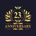 23rd Anniversary Design, luxurious golden color 23 years Anniversary logo