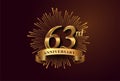 63rd anniversary logotype with fireworks and golden ribbon, isolated on elegant background. vector anniversary for celebration, Royalty Free Stock Photo