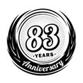 83 years anniversary. Elegant anniversary design. 83rd logo. Royalty Free Stock Photo
