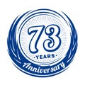 73 years anniversary. Elegant anniversary design. 73rd logo. Royalty Free Stock Photo