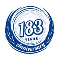 183 years anniversary. Elegant anniversary design. 183rd logo. Royalty Free Stock Photo