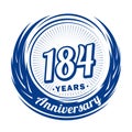 184 years anniversary. Elegant anniversary design. 184th logo. Royalty Free Stock Photo