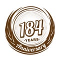 184 years anniversary. Elegant anniversary design. 184th logo. Royalty Free Stock Photo