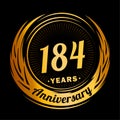 184 years anniversary. Elegant anniversary design. 184th logo. Royalty Free Stock Photo
