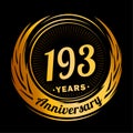 193 years anniversary. Elegant anniversary design. 193rd logo. Royalty Free Stock Photo