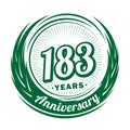 183 years anniversary. Elegant anniversary design. 183rd logo. Royalty Free Stock Photo