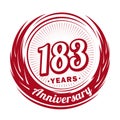 183 years anniversary. Elegant anniversary design. 183rd logo. Royalty Free Stock Photo
