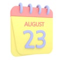 23rd August 3D calendar icon