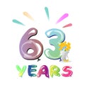 63rd birthday celebration card. Royalty Free Stock Photo