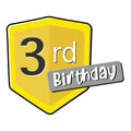 3rd birthday on red Secure shield. Royalty Free Stock Photo
