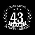 43 years anniversary celebration logotype. 43rd anniversary logo. Vector and illustration.