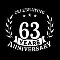 63 years anniversary celebration logotype. 63rd anniversary logo. Vector and illustration. Royalty Free Stock Photo