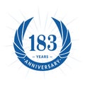 183 years anniversary design template. Elegant anniversary logo design. 183 years logo. Royalty Free Stock Photo