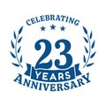 23 years anniversary celebration logotype. 23rd anniversary logo. Vector and illustration.
