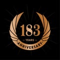 183 years anniversary design template. Elegant anniversary logo design. 183 years logo. Royalty Free Stock Photo