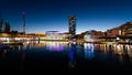 Night scenic panoramic view of Darling Harbour in Sydney Australia Royalty Free Stock Photo