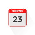 23rd February calendar icon. February 23 calendar Date Month icon vector illustrator