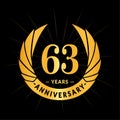 63 years anniversary design template. Elegant anniversary logo design. Sixty-three years logo. Royalty Free Stock Photo