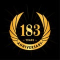 183 years anniversary design template. Elegant anniversary logo design. 183 years logo. Royalty Free Stock Photo