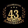 43 years anniversary celebration logotype. 43rd anniversary logo. Vector and illustration.