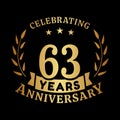 63 years anniversary celebration logotype. 63rd anniversary logo. Vector and illustration. Royalty Free Stock Photo