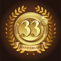 33rd golden anniversary wreath ribbon logo