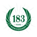 183 years anniversary design template. Elegant anniversary logo design. 183 years logo. Royalty Free Stock Photo