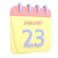 23rd January 3D calendar icon