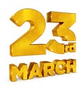 23rd March 1940 in 3d golden render means: Pakistan`s Resolution Day - Illustration