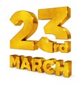 23rd March 1940 in 3d golden render means: Pakistan`s Resolution Day - Illustration