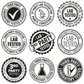 3rd party lab tested round badges. Sign for quality, consistency, purity and potency Royalty Free Stock Photo