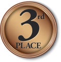 3rd place bronze medal, vector illustration