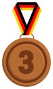 3rd place silver medal with ribbon in german flag colors. Vector icon Royalty Free Stock Photo
