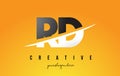 RD R D Letter Modern Logo Design with Yellow Background and Swoosh.