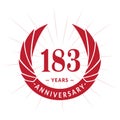 183 years anniversary design template. Elegant anniversary logo design. 183 years logo. Royalty Free Stock Photo