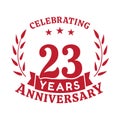 23 years anniversary celebration logotype. 23rd anniversary logo. Vector and illustration.