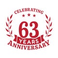 63 years anniversary celebration logotype. 63rd anniversary logo. Vector and illustration. Royalty Free Stock Photo