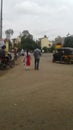 Indian couple travelling by auto rickshaw