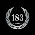 183 years anniversary design template. Elegant anniversary logo design. 183 years logo. Royalty Free Stock Photo